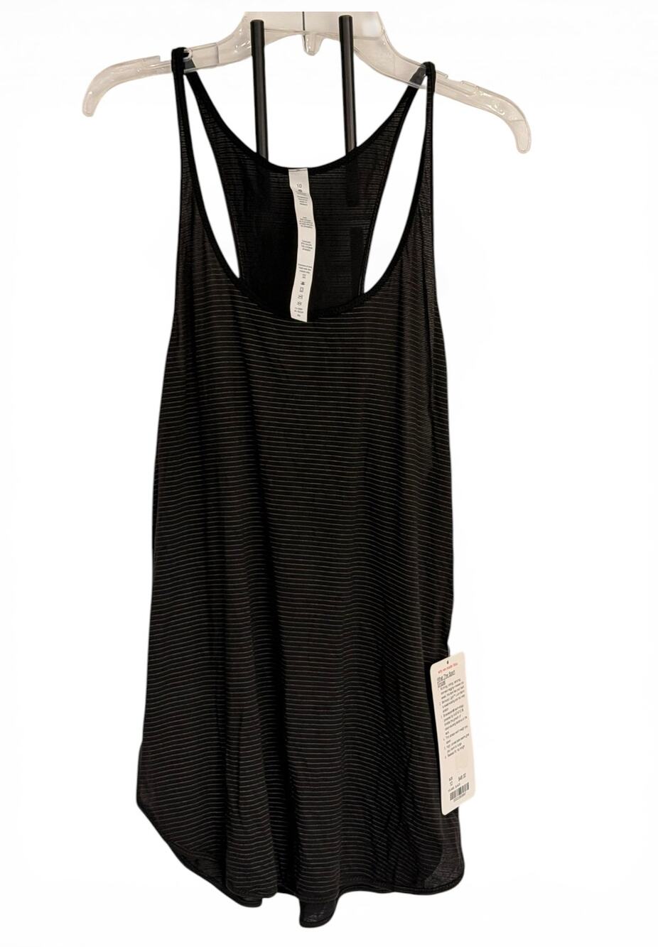 Lululemon What The Sport Singlet Tank Top Black Striped Women’s Size 10 NWT